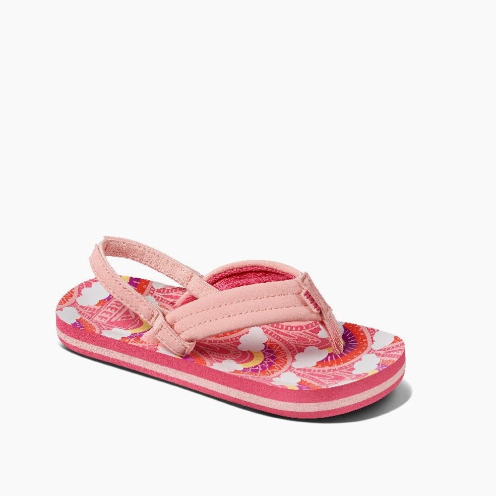 Reef ahi little Kids Pink and Red Patterned Sandals size 12 NWOT